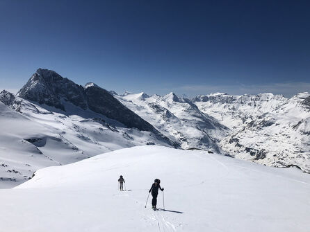 Ski touring in a white and silent world