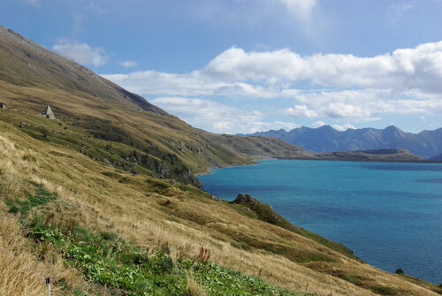 Hiking on the shores of Lac du Mont Cenis