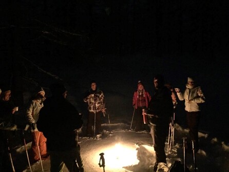 Night-time snowshoe hike and Savoyard meal at the Villaron gîte