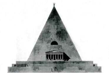 Mont Cenis : les pyramides de Napoléon : pyramide en escalier d’une centaine de mètres surmontée d’une statue de Napoléon de 20m de haut de Louis Combes