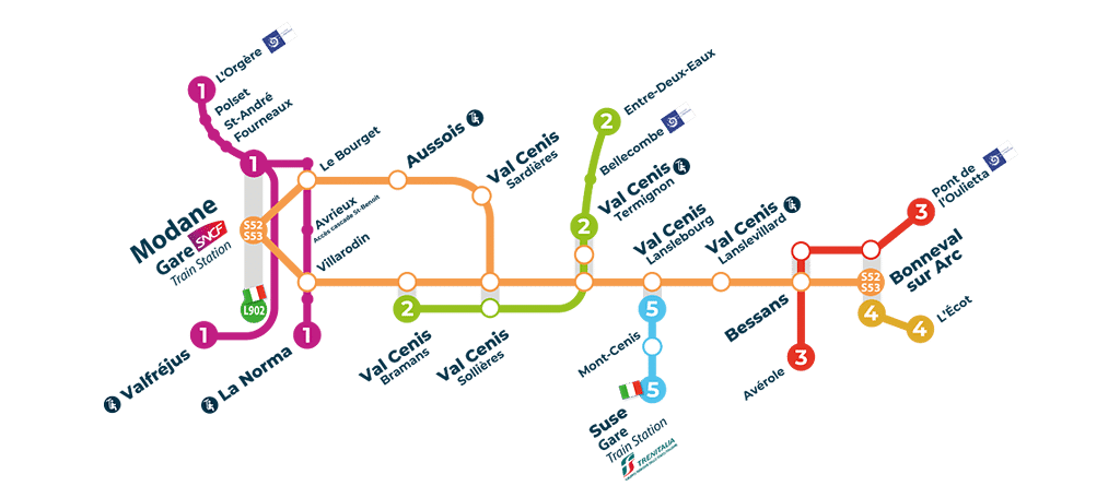Se déplacer en Haute Maurienne, lignes inter-stations été 2025