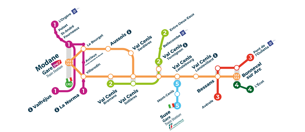 Getting around Haute Maurienne, inter-station lines summer 2025