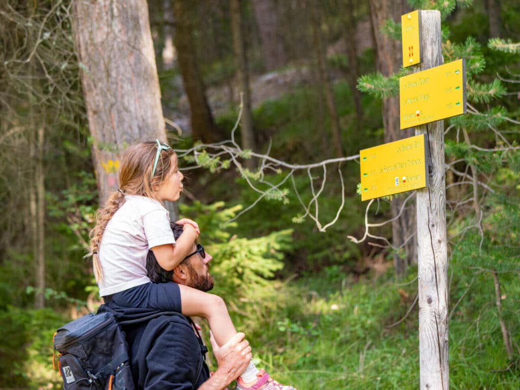 Signpost for the "Path of Little Happiness" starting from La Norma