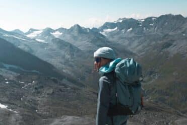 A mountaineer admiring the view of the peaks during the ascent of Albaron