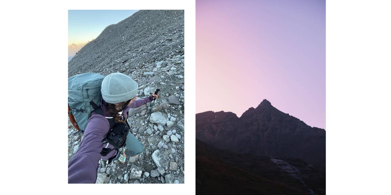 A mountaineer climbing Albaron in the summer