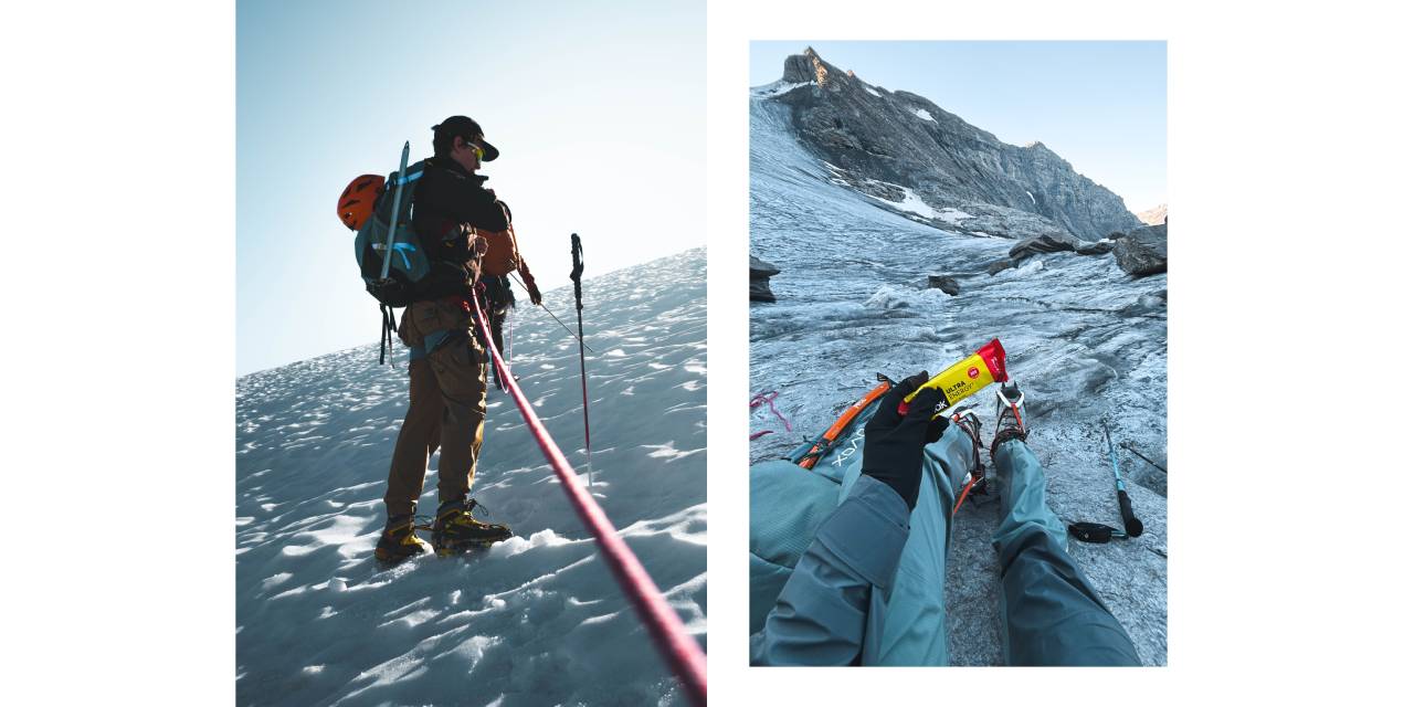 Mountaineers taking a break during their ascent of Albaron