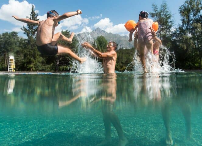 The water leisure centre at La Norma, your swimming lake in the heart of the Alps!