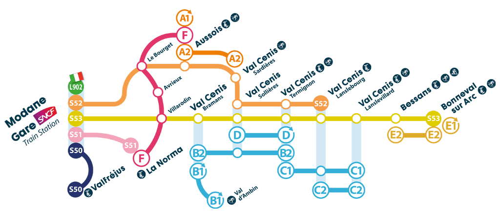 Se déplacer en Haute Maurienne, lignes inter-stations hiver
