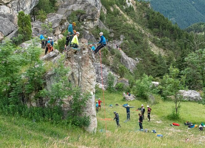 Aussoisthe grand course: &quot;Le Croé&quot; rock-climbing crag