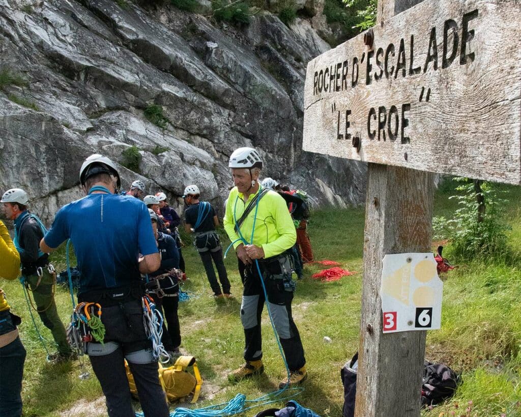 Aussoisthe grand course: &quot;Le Croé&quot; rock-climbing crag