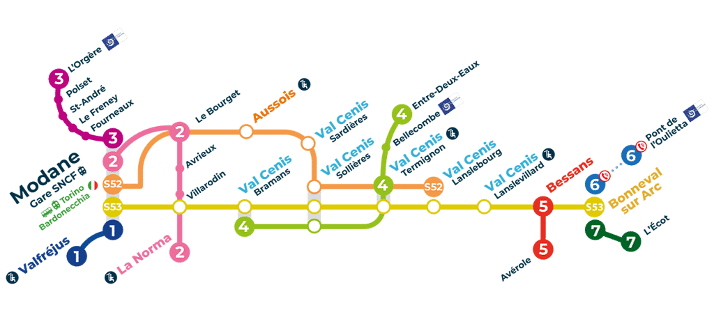 Getting around Haute Maurienne, summer inter-station lines