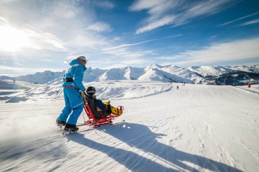 Handiski Val Cenis, ski en fauteuil, école de ski ESI, ski pour les personnes à mobilité réduite