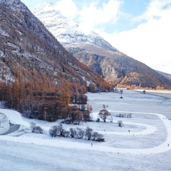 Bessans snowfarming ski in November