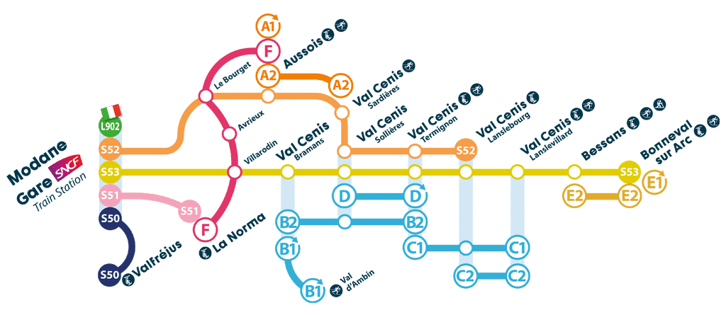 Se déplacer en Haute Maurienne, lignes inter-stations hiver